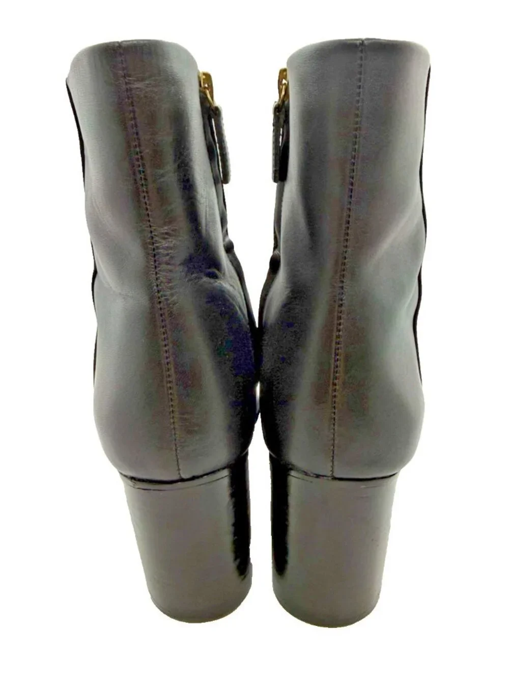 J.Crew Sadie Stacked Heel Soft Leather Ankle Boots Black Women's Size 9.5 BA566
